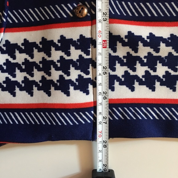 VTG 60 70 MOD Tie Waist Top Red Blue Stripes - Picture 10 of 16